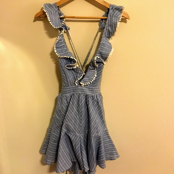 Blue Romper with Ruffle - Picture 1 of 2